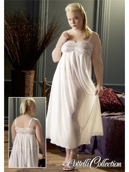 VESTE DA CAMERA BIANCA CON COPPE IN PIZZO